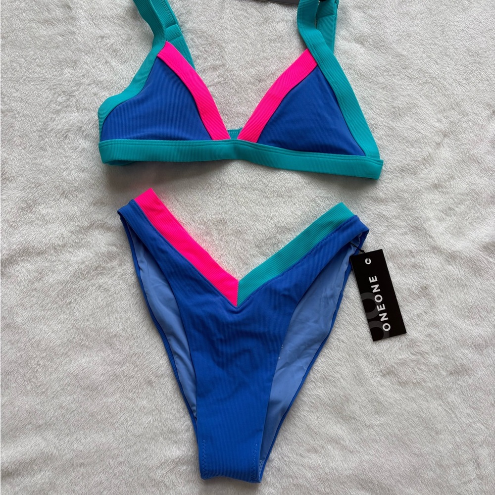 OneOne Women's Blue and Pink Bikini Set
